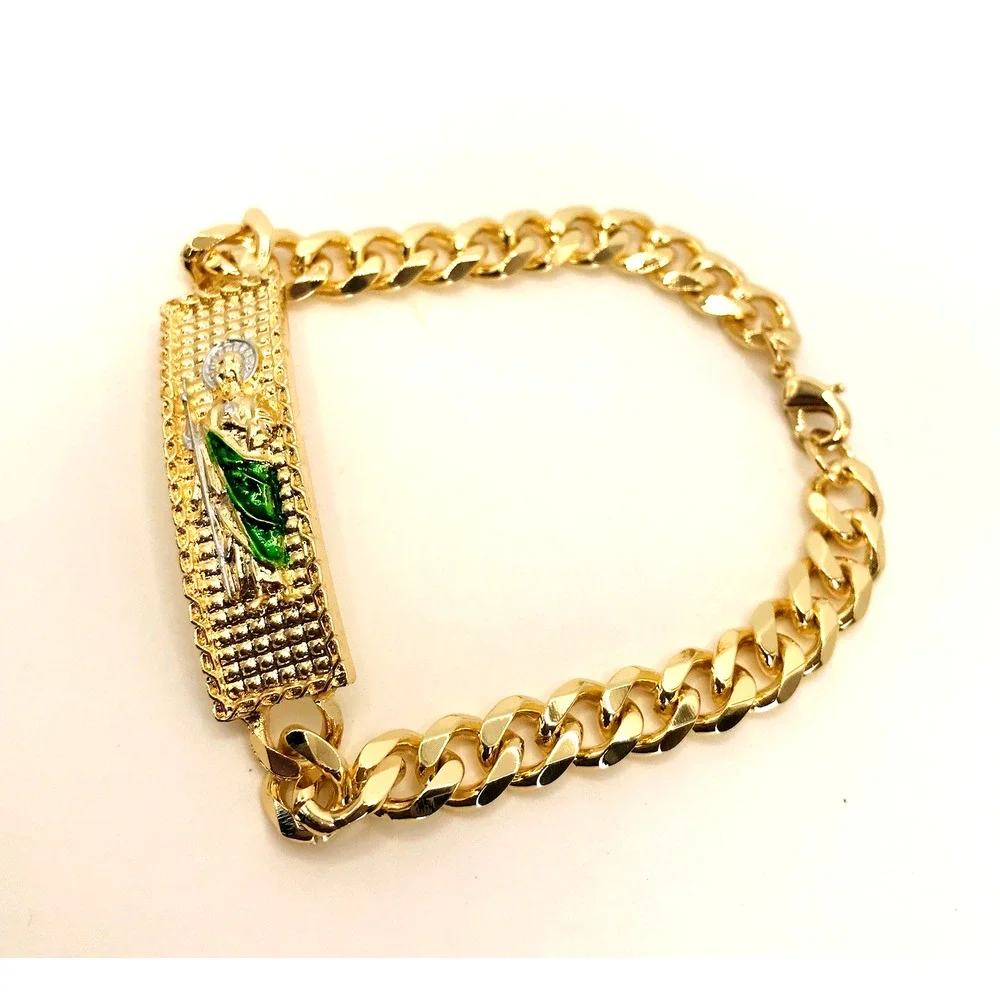 14K Gold Plated Saint Jude Bracelet Pulsera San Judas Oro Laminado. 9
